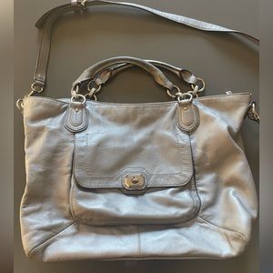 Coach silver leather crossbody/shoulder bag